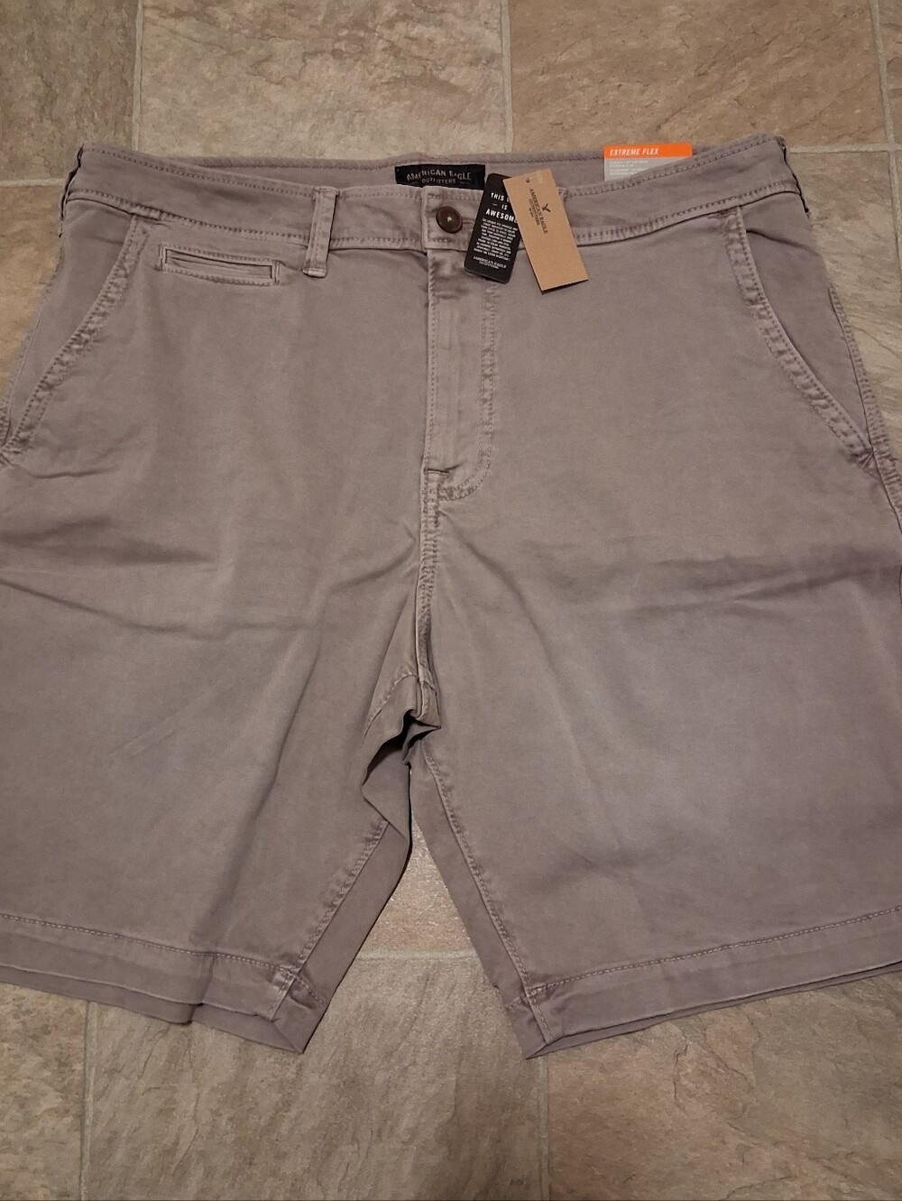NWT American Eagle Active Flex Classic Shorts Mens 36 Flat Front Chino AEO
